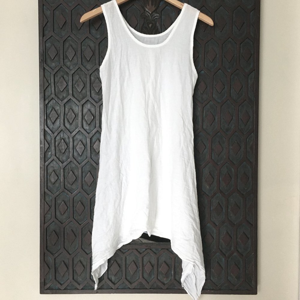 Mori Kei White Cotton Flowy Lagenlook Maiden Handkerchief Mini Dress Top